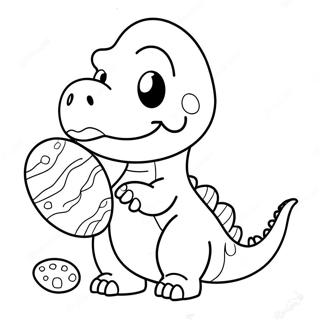 Page A Colorier De Dinosaure Mignon Avec Des Oeufs De Paques 31920-16433