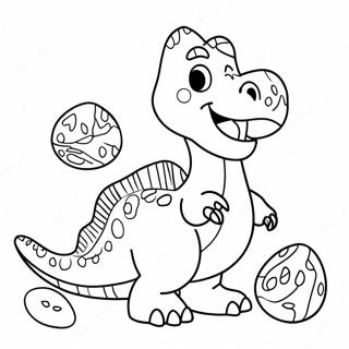 Page A Colorier De Dinosaure Mignon Avec Des Oeufs De Paques 31920-16435