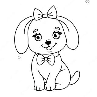 Page A Colorier De Chien Barbie Mignon Avec Un Noeud 31930-16442