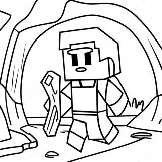 Page A Colorier Alex De Minecraft Aventuriere Explorant Une Grotte 32120-16596