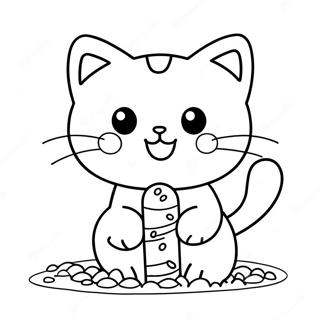 Page A Colorier De Chaton Mignon Avec Des Vermicelles 32200-16657