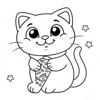 Page A Colorier De Chaton Mignon Avec Des Vermicelles 32200-16658