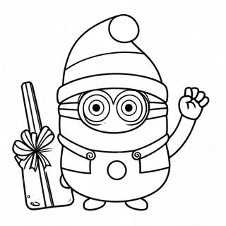 Minion Festif Avec Un Chapeau De Pere Noel Page A Colorier 32210-16665