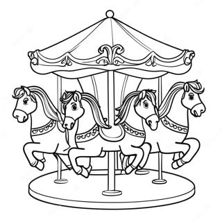 Carrousel Avec Des Chevaux Colores Page A Colorier 32249-16695