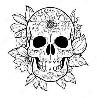 Page A Colorier De Tatouage De Crane Floral 32330-16761