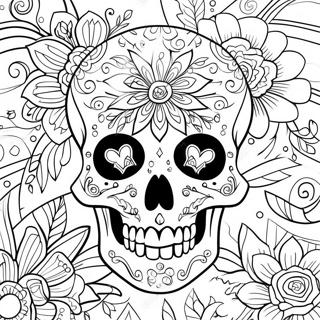 Page A Colorier De Tatouage De Crane Floral 32330-16763