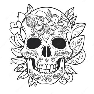 Page A Colorier De Tatouage De Crane Floral 32330-16764