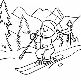 Page A Colorier Dune Aventure De Ski Enneigee 32400-16817