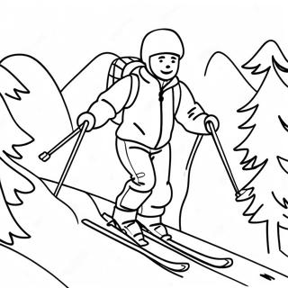 Page A Colorier Dune Aventure De Ski Enneigee 32400-16818