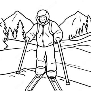 Page A Colorier Dune Aventure De Ski Enneigee 32400-16819