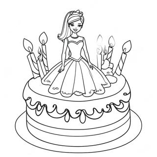 Page A Colorier Gateau Danniversaire Barbie 32582-16945