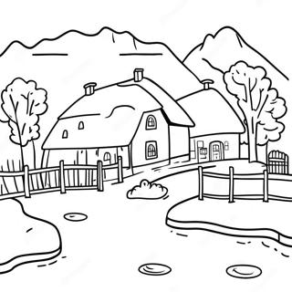 Page A Colorier Paysage De Village 32591-16952