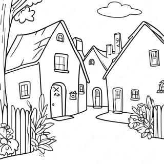 Page A Colorier Scene De Village Charmante 32592-16953