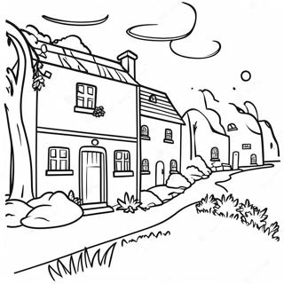 Page A Colorier Scene De Village Charmante 32592-16954