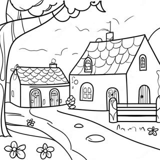 Page A Colorier Scene De Village Charmante 32592-16956