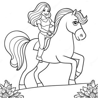 Page A Colorier De Barbie Montant Un Cheval Majestueux 32622-16977