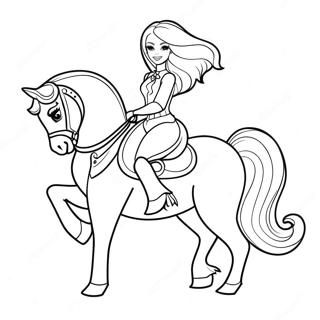 Page A Colorier De Barbie Montant Un Cheval Majestueux 32622-16978