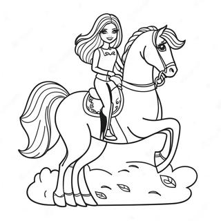 Page A Colorier De Barbie Montant Un Cheval Majestueux 32622-16979