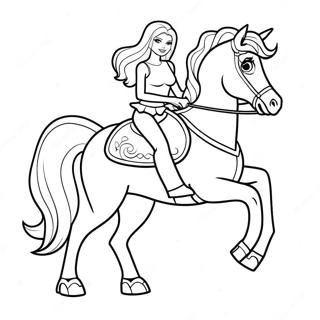 Page A Colorier De Barbie Montant Un Cheval Majestueux 32622-16980