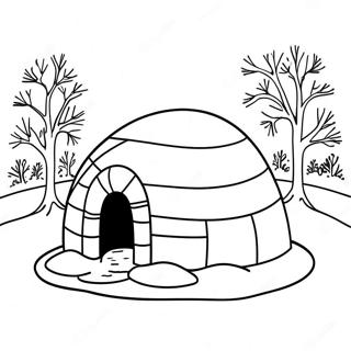 Page A Colorier Dun Igloo Confortable Dans Un Paysage Enneige 32642-16993