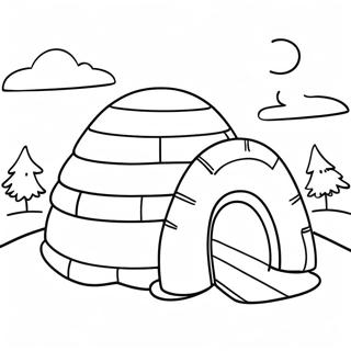 Page A Colorier Dun Igloo Confortable Dans Un Paysage Enneige 32642-16994