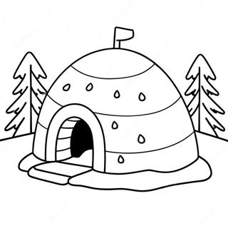 Page A Colorier Dun Igloo Confortable Dans Un Paysage Enneige 32642-16995