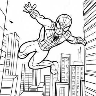 Page A Colorier De Spider Man Se Balancant A Travers La Ville 32702-17041