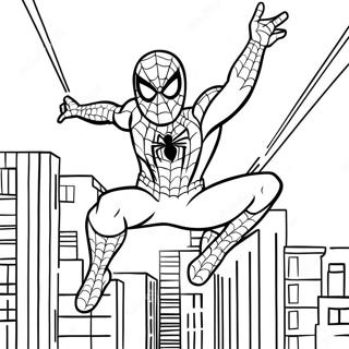 Page A Colorier De Spider Man Se Balancant A Travers La Ville 32702-17043