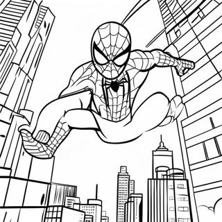 Page A Colorier De Spider Man Se Balancant A Travers La Ville 32702-17044