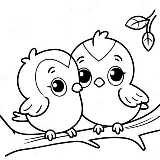 Page A Colorier Des Adorables Oiseaux Amoureux Assis Sur Une Branche 32832-17145