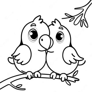 Page A Colorier Des Adorables Oiseaux Amoureux Assis Sur Une Branche 32832-17146