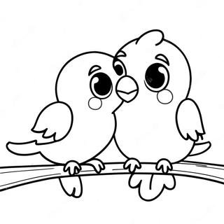 Page A Colorier Des Adorables Oiseaux Amoureux Assis Sur Une Branche 32832-17148