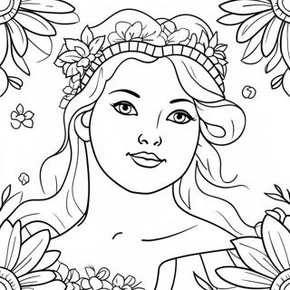 Page A Colorier Elegante Aphrodite Avec Des Fleurs 32882-17185