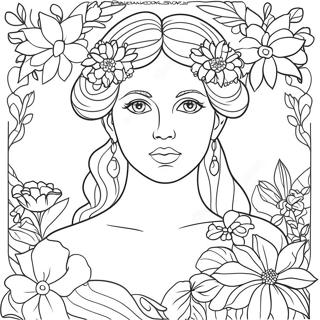 Page A Colorier Elegante Aphrodite Avec Des Fleurs 32882-17186