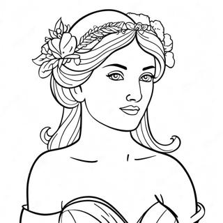 Page A Colorier Elegante Aphrodite Avec Des Fleurs 32882-17187