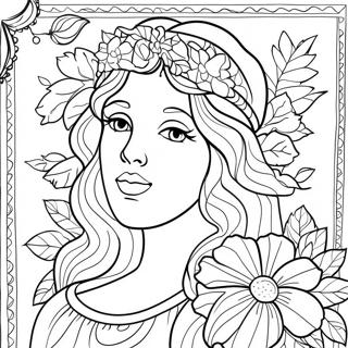 Page A Colorier Elegante Aphrodite Avec Des Fleurs 32882-17188