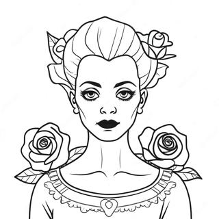 Page A Colorier De La Mariee De Frankenstein Avec Des Fleurs 32962-17246