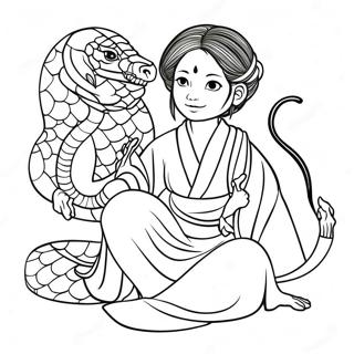 Page A Colorier Dobanai Iguro Avec Un Serpent De Compagnie 33202-17439