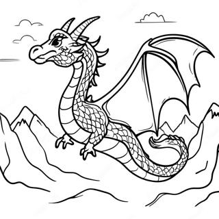 Page A Colorier De Dragon Majestueux Volant Au Dessus Des Montagnes 33292-17511