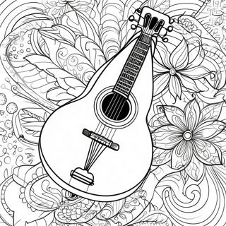 Page A Colorier De Mandoline Vintage Avec Motifs Floraux 33472-17653