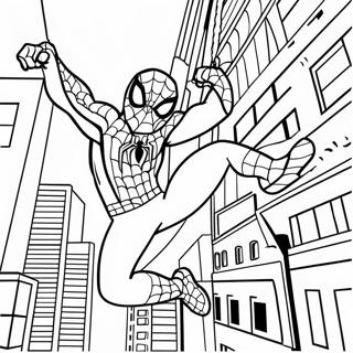 Page A Colorier De Spiderman Se Balancant A Travers La Ville 33552-17717