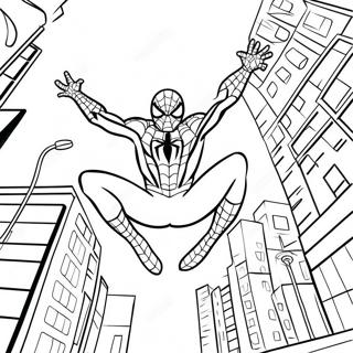 Page A Colorier De Spiderman Se Balancant A Travers La Ville 33552-17719