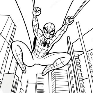 Page A Colorier De Spiderman Se Balancant A Travers La Ville 33552-17720