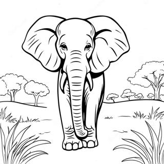 Elephant Majestueux Dans La Savane A Colorier 33582-17742