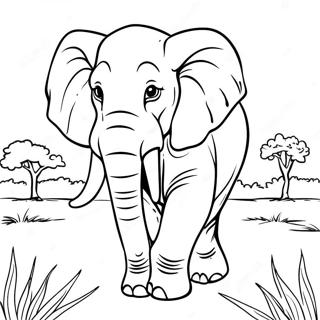 Elephant Majestueux Dans La Savane A Colorier 33582-17743