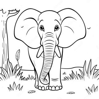 Elephant Majestueux Dans La Savane A Colorier 33582-17744