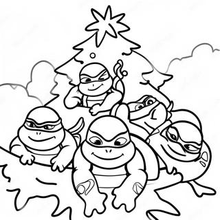 Tortues Ninja Festives Decorant Un Arbre A Colorier 33622-17773