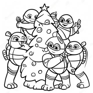 Tortues Ninja Festives Decorant Un Arbre A Colorier 33622-17775