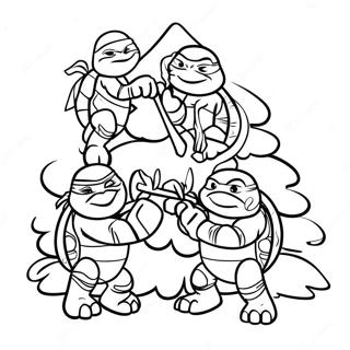 Tortues Ninja Festives Decorant Un Arbre A Colorier 33622-17776