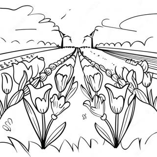 Page A Colorier Champs De Tulipes Neerlandais 33823-17925